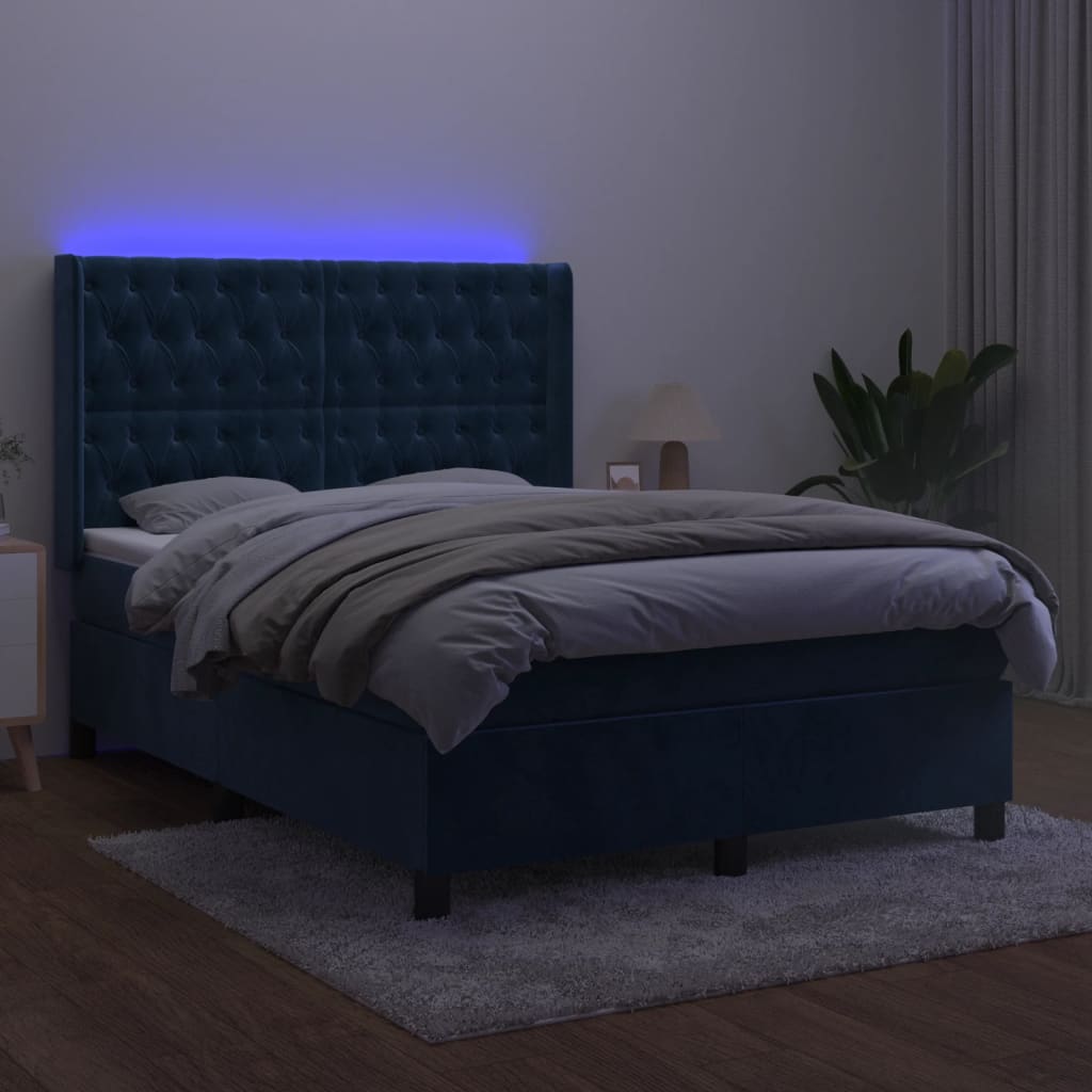Boxspring Met Matras En Led Fluweel 140 x 200 cm