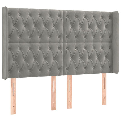 Boxspring Met Matras En Led Fluweel Lichtgrijs 160 x 200 cm Getuft ontwerp
