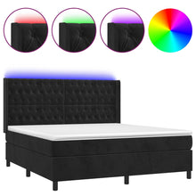 Boxspring Met Matras En Led Fluweel Zwart 160 x 200 cm Getuft ontwerp