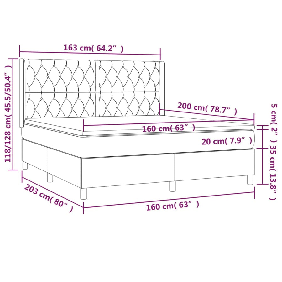 Boxspring Met Matras En Led Fluweel 160 x 200 cm