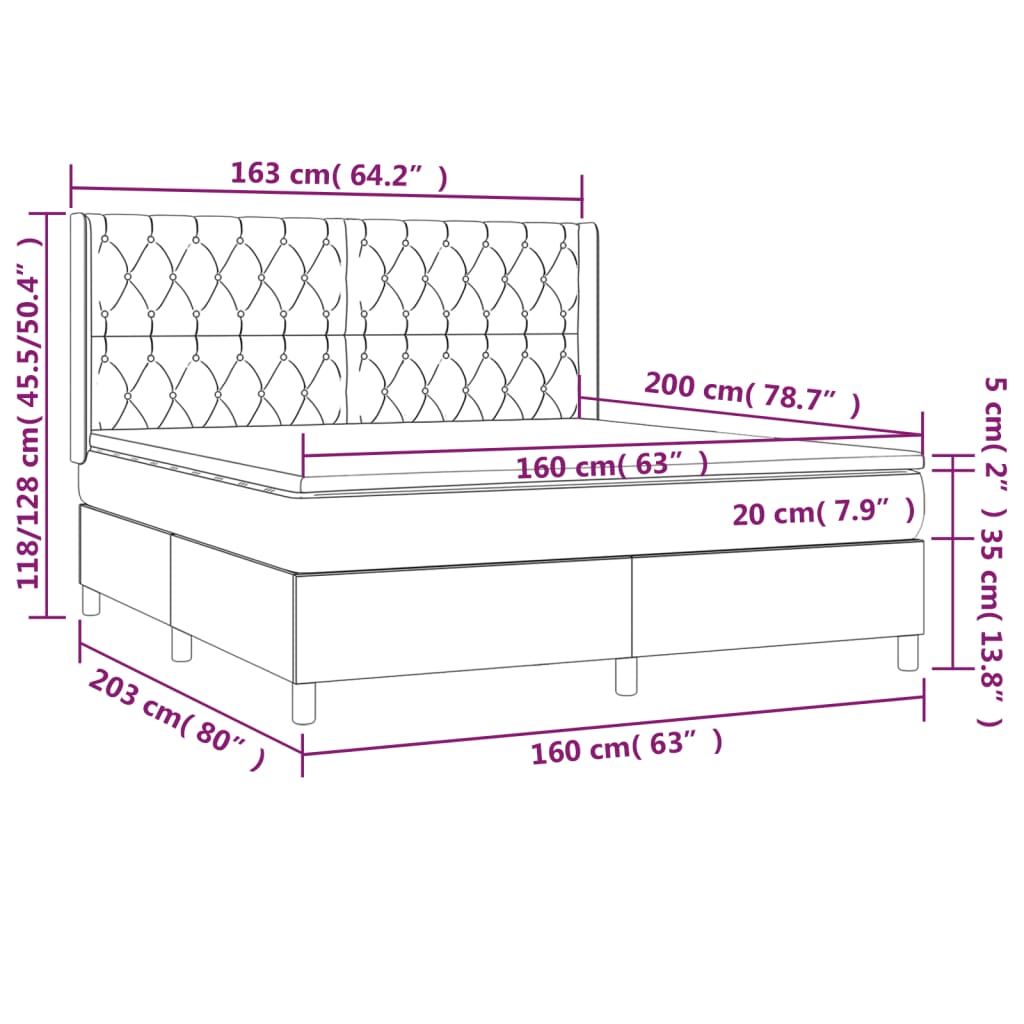 Boxspring Met Matras En Led Fluweel Roze 160 x 200 cm Getuft ontwerp