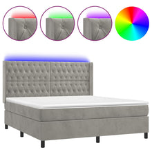 Boxspring Met Matras En Led Fluweel Lichtgrijs 180 x 200 cm Getuft ontwerp