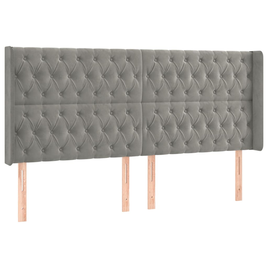 Boxspring Met Matras En Led Fluweel Lichtgrijs 200 x 200 cm Getuft ontwerp