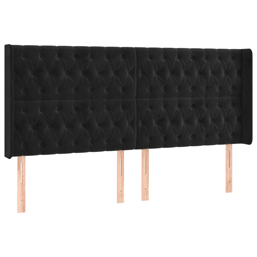 Boxspring Met Matras En Led Fluweel Zwart 200 x 200 cm Getuft ontwerp