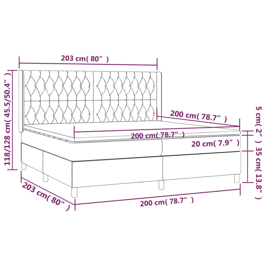 Boxspring Met Matras En Led Fluweel Zwart 200 x 200 cm Getuft ontwerp