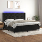 Box spring with mattress and LED velvet black 200x200 cm