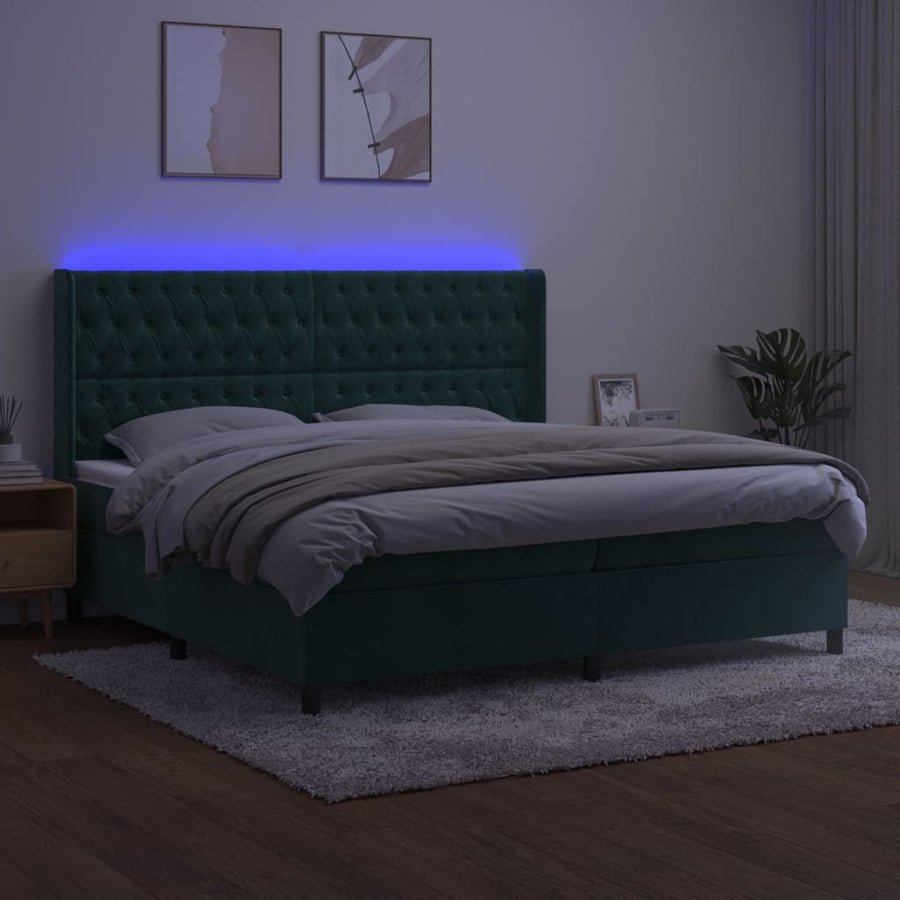 Boxspring Met Matras En Led Fluweel 200 x 200 cm