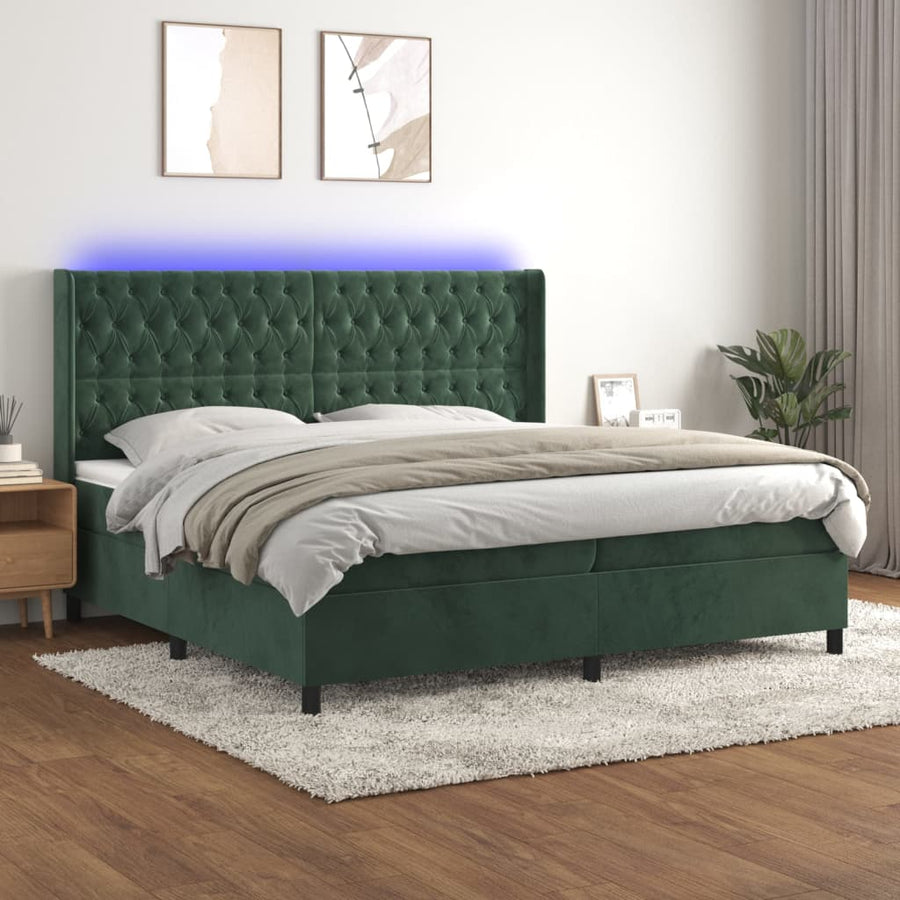 Boxspring Met Matras En Led Fluweel 200 x 200 cm