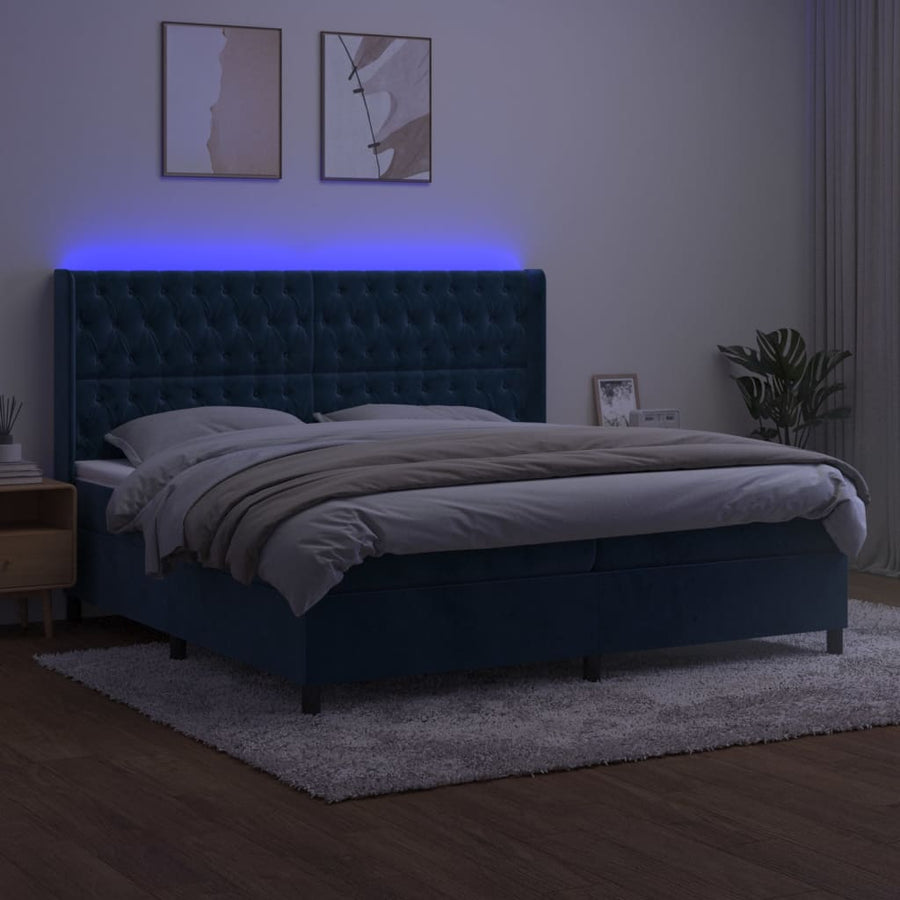 Boxspring Met Matras En Led Fluweel 200 x 200 cm