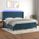 Boxspring Met Matras En Led Fluweel Donkerblauw 200 x 200 cm Getuft ontwerp