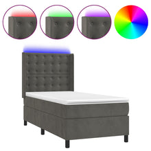 Boxspring Met Matras En Led Fluweel Donkergrijs 80 x 200 cm Knopen