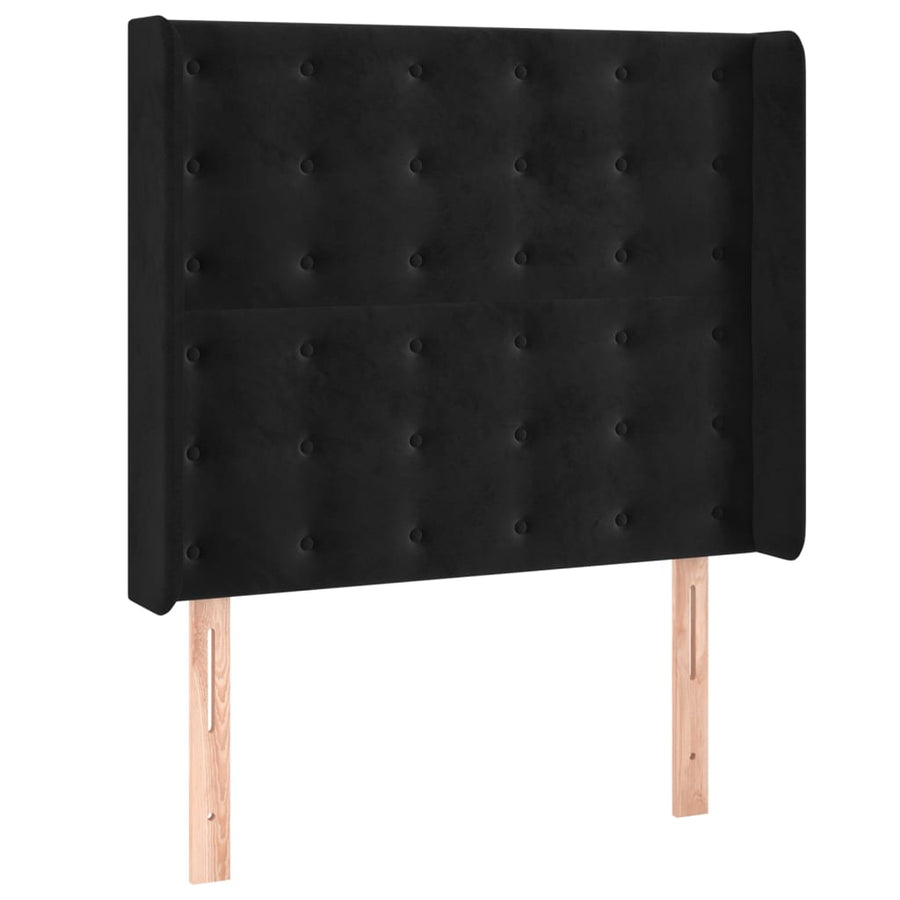 Boxspring Met Matras En Led Fluweel Zwart 80 x 200 cm Knopen