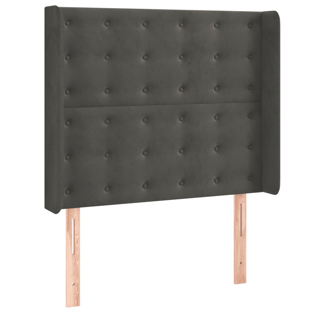 Boxspring Met Matras En Led Fluweel Donkergrijs 90 x 190 cm Knopen