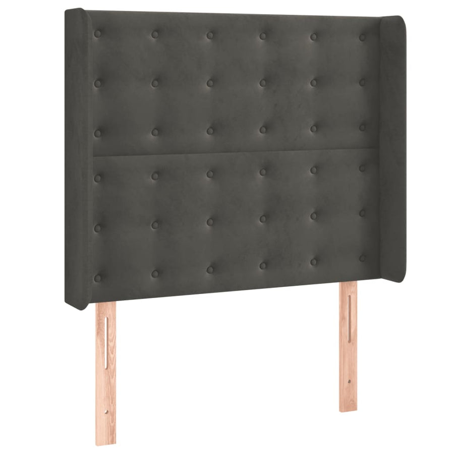 Boxspring Met Matras En Led Fluweel Donkergrijs 90 x 190 cm Knopen