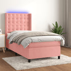 Boxspring 90x200 cm roze fluweel met LED