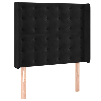 Boxspring Met Matras En Led Fluweel Zwart 100 x 200 cm Knopen