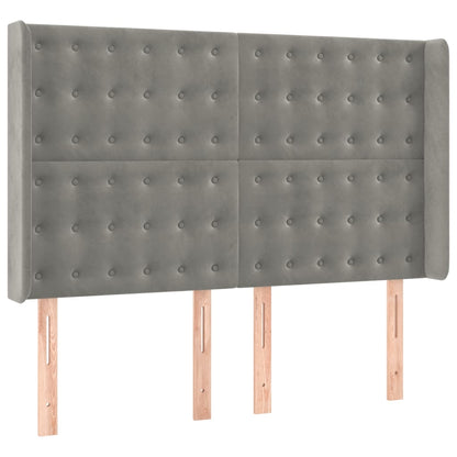 Boxspring Met Matras En Led Fluweel Lichtgrijs 140 x 190 cm Knopen
