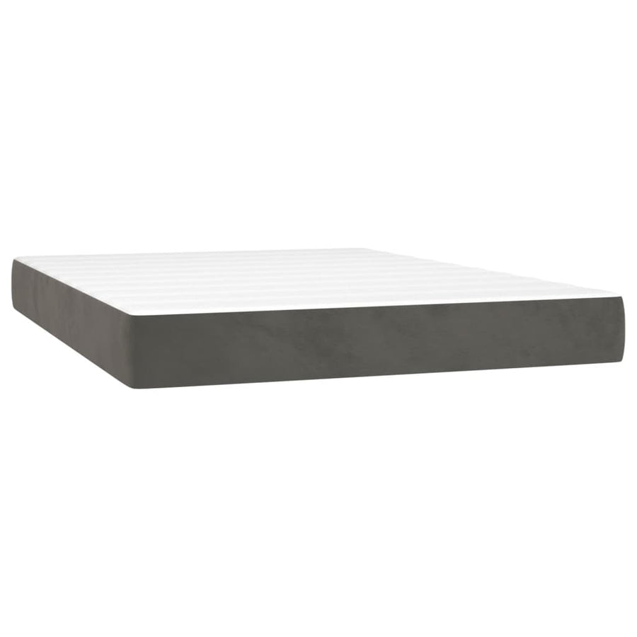 Boxspring Met Matras En Led Fluweel Donkergrijs 140 x 190 cm Knopen