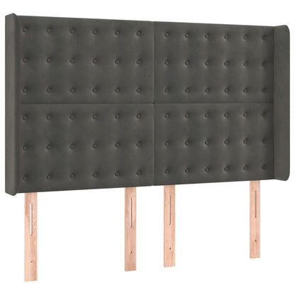 Boxspring Met Matras En Led Fluweel Donkergrijs 140 x 190 cm Knopen