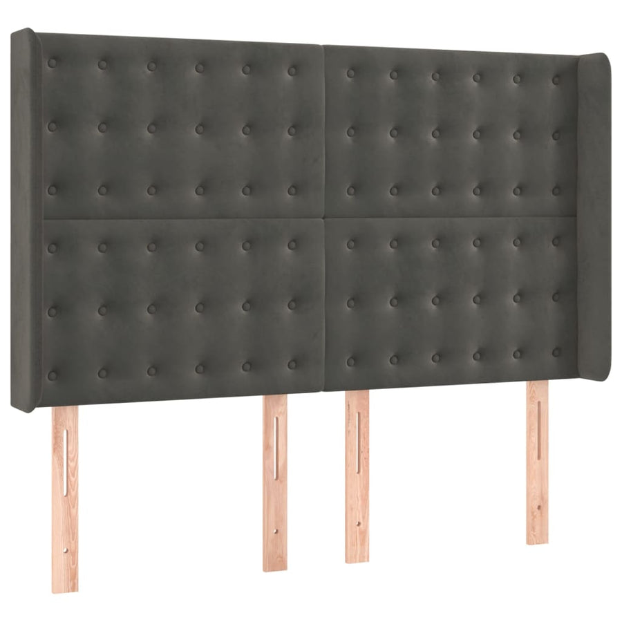 Boxspring Met Matras En Led Fluweel Donkergrijs 140 x 190 cm Knopen