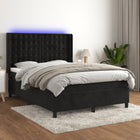 Divan bed with mattress and LED velvet black 140x190 cm