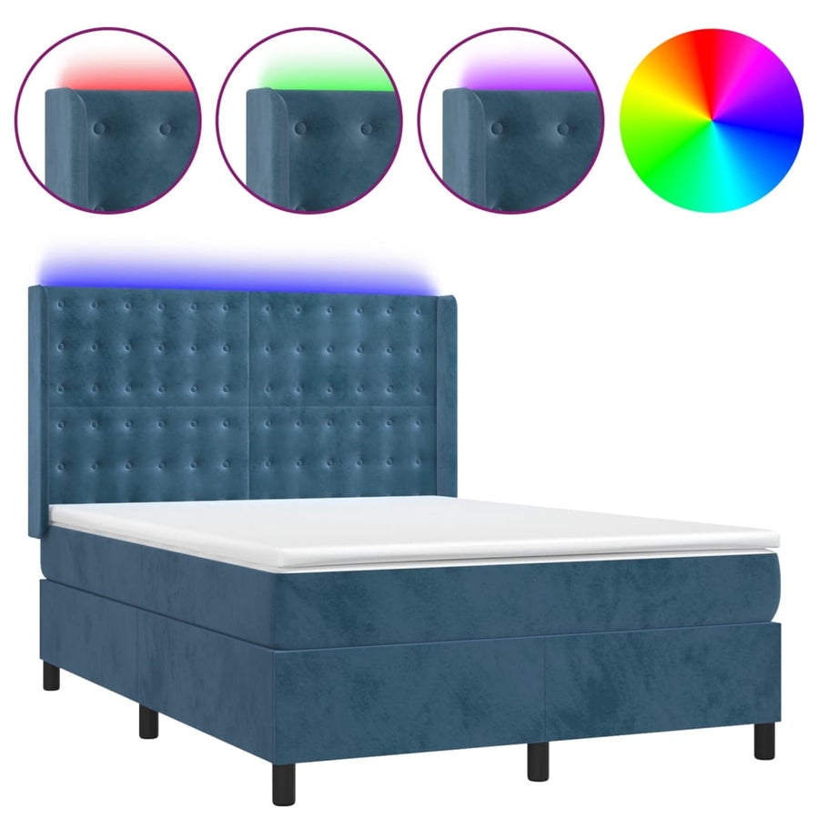 Boxspring Met Matras En Led Fluweel 140 x 190 cm