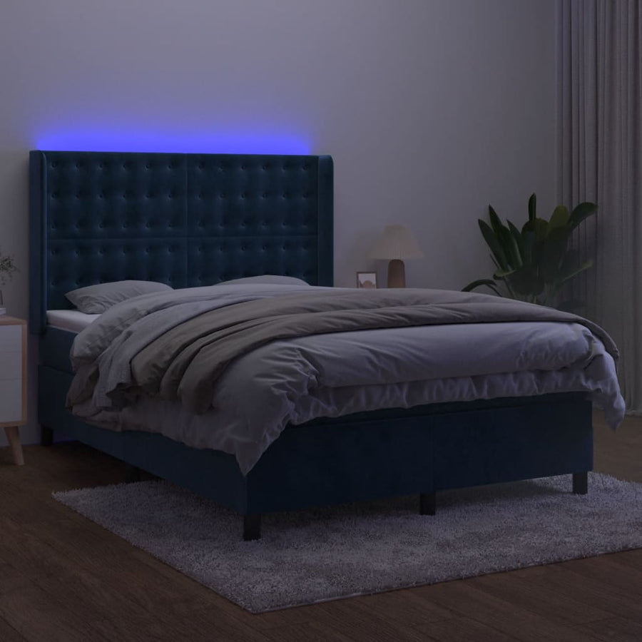 Boxspring Met Matras En Led Fluweel 140 x 190 cm