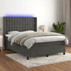 Boxspring 140x200 cm fluweel donkergrijs met matras en LED