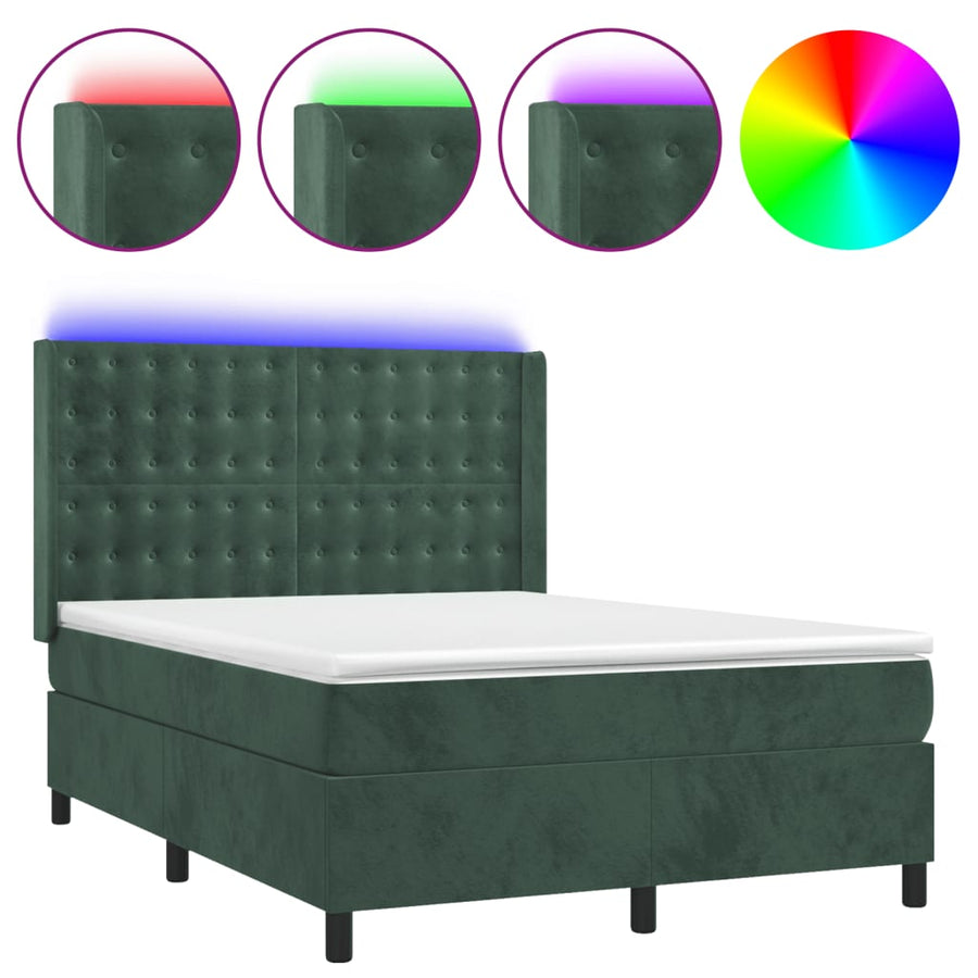 Boxspring Met Matras En Led Fluweel 140 x 200 cm