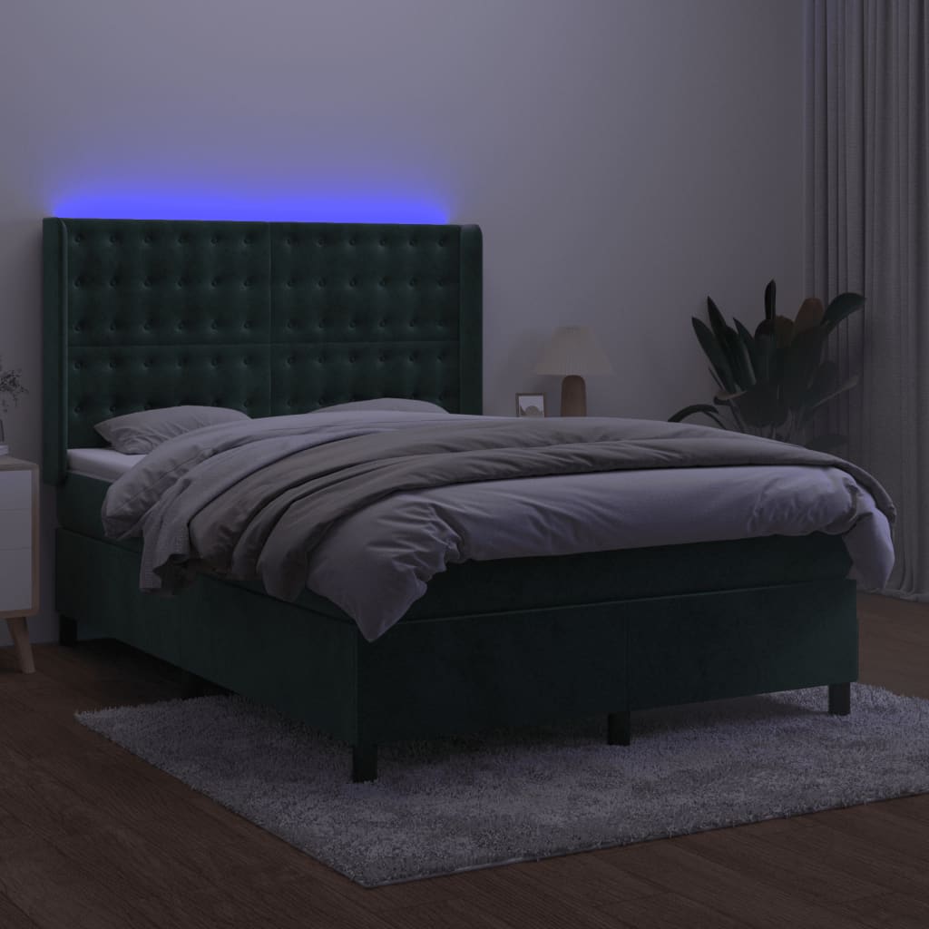Boxspring Met Matras En Led Fluweel 140 x 200 cm