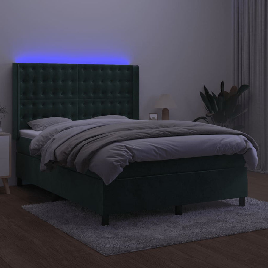 Boxspring Met Matras En Led Fluweel 140 x 200 cm