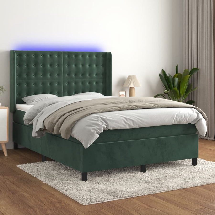 Boxspring Met Matras En Led Fluweel 140 x 200 cm