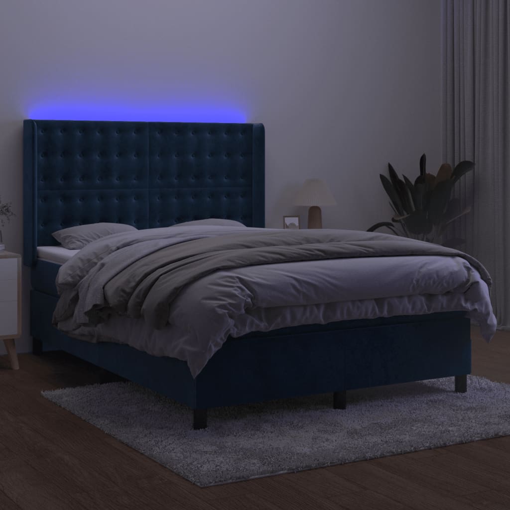 Boxspring Met Matras En Led Fluweel 140 x 200 cm