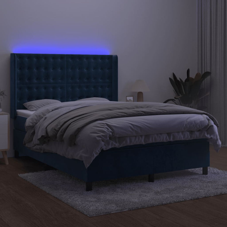 Boxspring Met Matras En Led Fluweel 140 x 200 cm