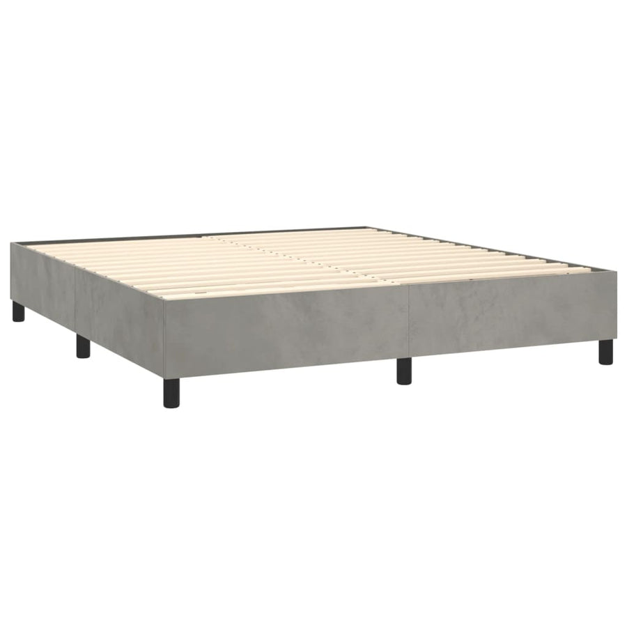 Boxspring Met Matras En Led Fluweel Lichtgrijs 160 x 200 cm Knopen