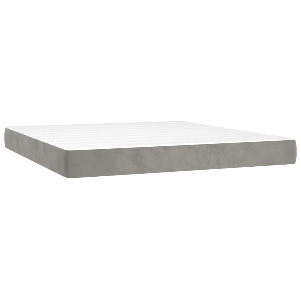 Boxspring Met Matras En Led Fluweel Lichtgrijs 160 x 200 cm Knopen