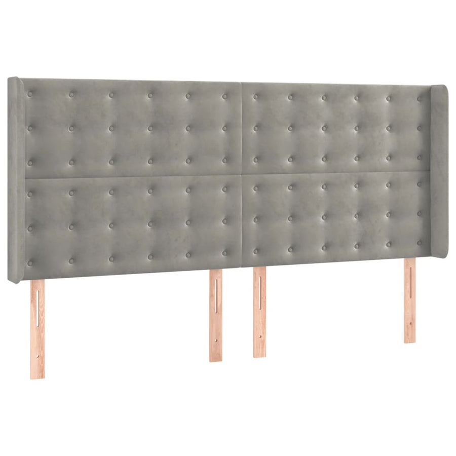 Boxspring Met Matras En Led Fluweel Lichtgrijs 160 x 200 cm Knopen