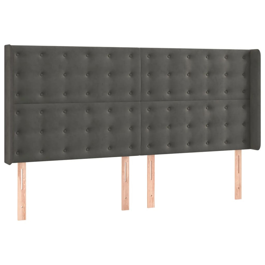 Boxspring Met Matras En Led Fluweel Donkergrijs 160 x 200 cm Knopen