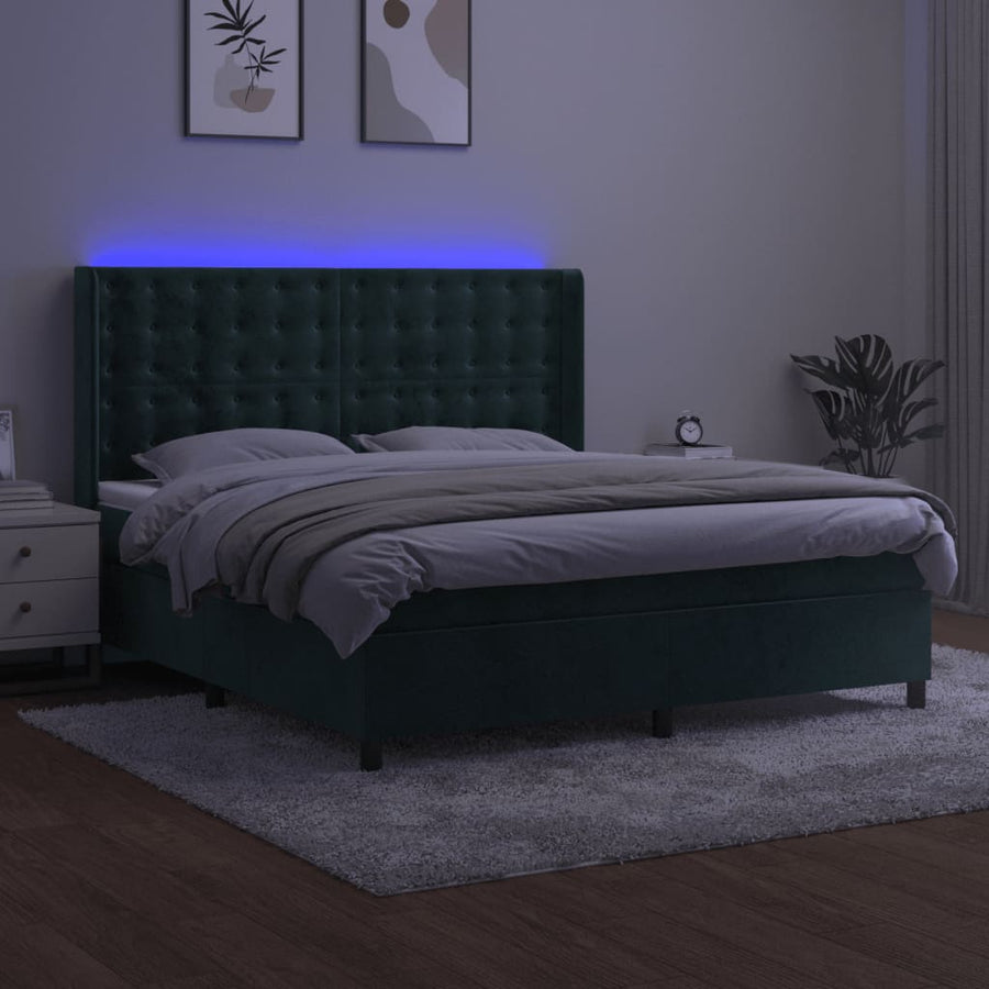Boxspring Met Matras En Led Fluweel 160 x 200 cm