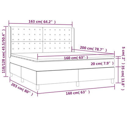 Boxspring Met Matras En Led Fluweel Roze 160 x 200 cm Knopen