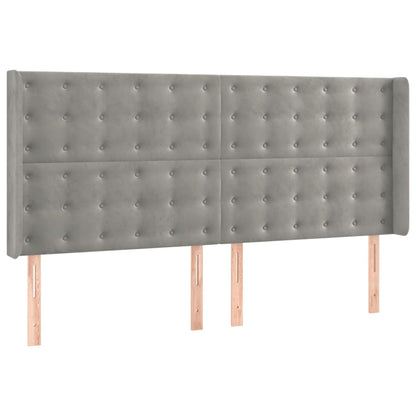Boxspring Met Matras En Led Fluweel Lichtgrijs 180X200 Cm 180 x 200 cm Knopen