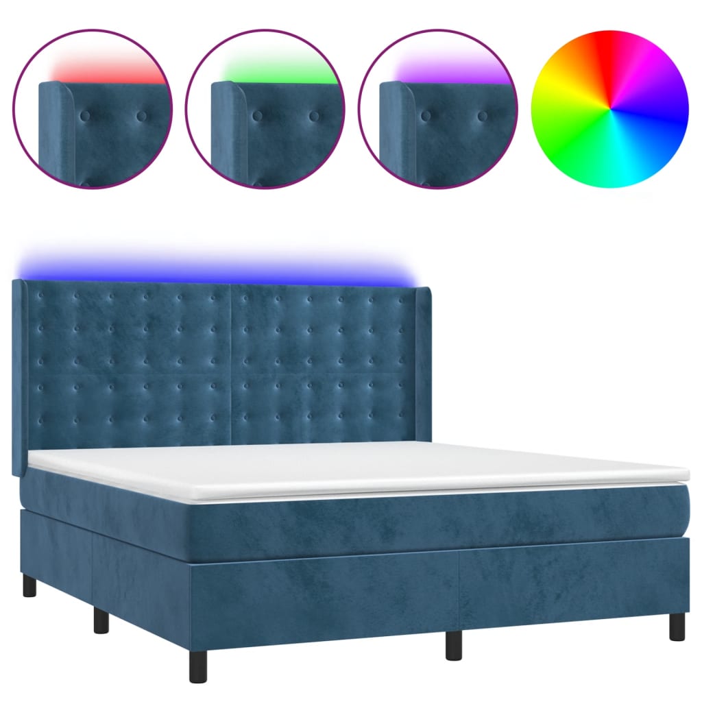 Boxspring Met Matras En Led Fluweel 180 x 200 cm