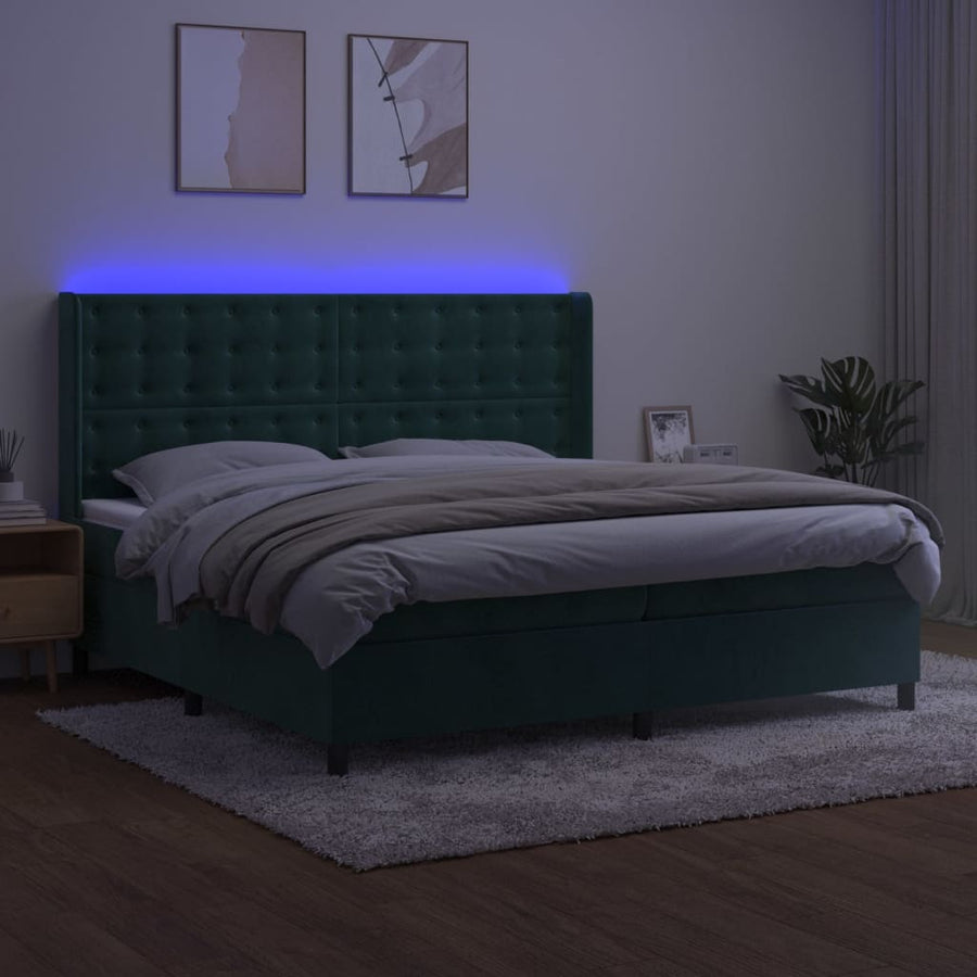 Boxspring Met Matras En Led Fluweel 200 x 200 cm