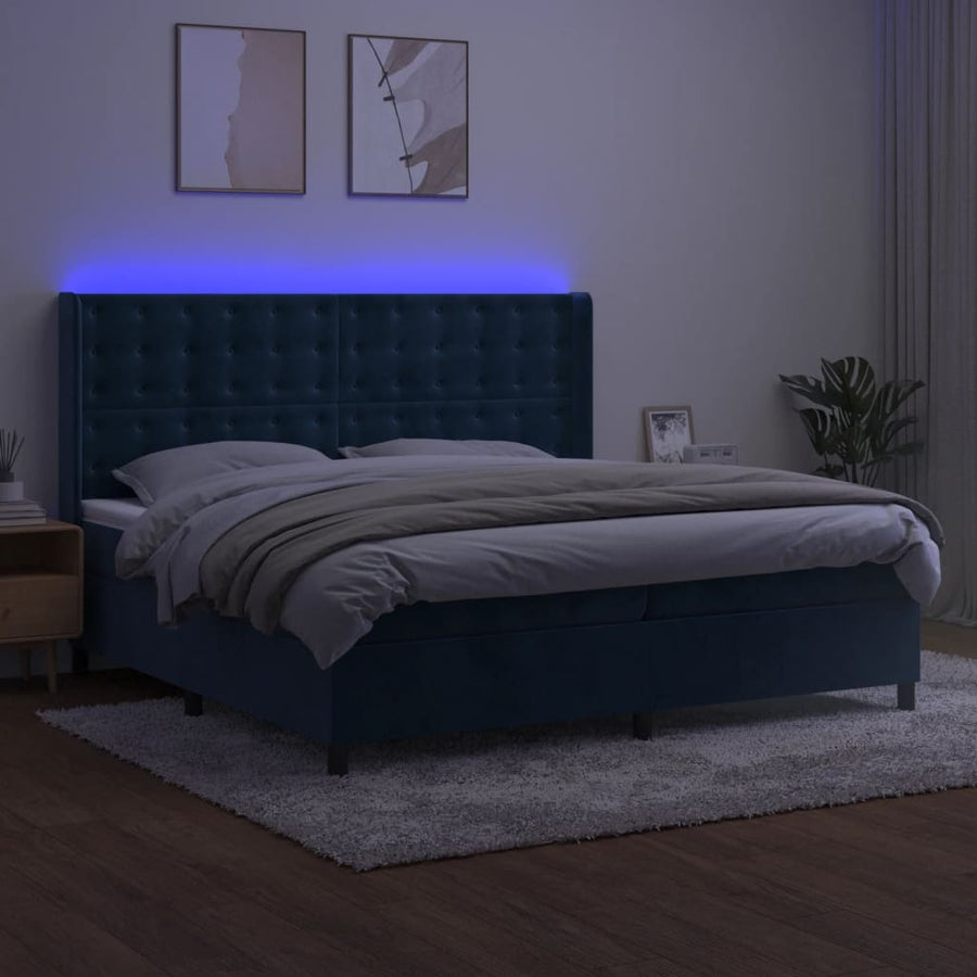 Boxspring Met Matras En Led Fluweel 200 x 200 cm