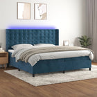 Boxspring met matras 200x200 cm blauw fluweel