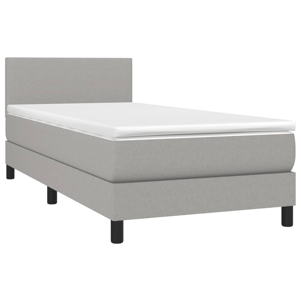 Boxspring Met Matras En Led Stof Lichtgrijs 80 x 200 cm Effen ontwerp