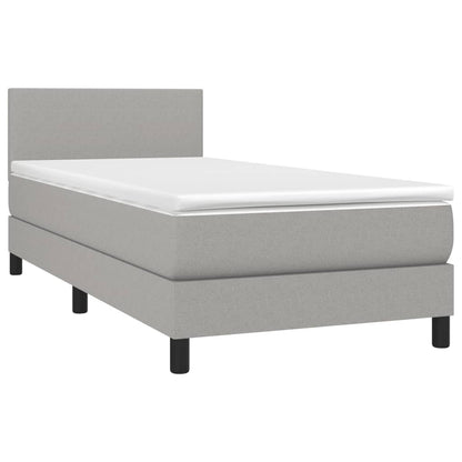 Boxspring Met Matras En Led Stof Lichtgrijs 80 x 200 cm Effen ontwerp