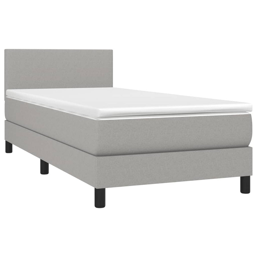 Boxspring Met Matras En Led Stof Lichtgrijs 80 x 200 cm Effen ontwerp