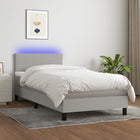 Boxspring Met Matras En Led Stof Lichtgrijs 80 x 200 cm Effen ontwerp