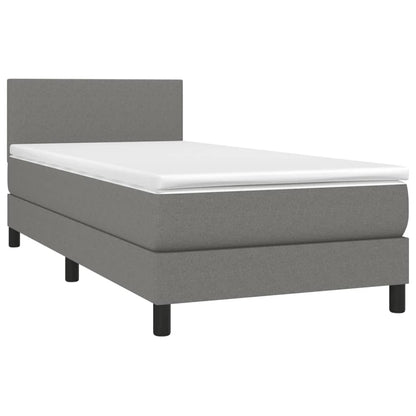 Boxspring Met Matras En Led Stof Donkergrijs 80 x 200 cm Effen ontwerp